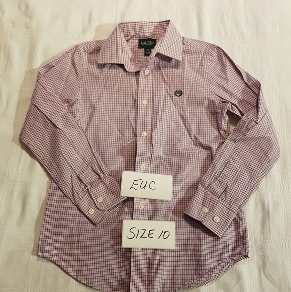 Lauren Ralph Lauren boys size 10 striped pink, blue & white button up shirt - Picture 1 of 6